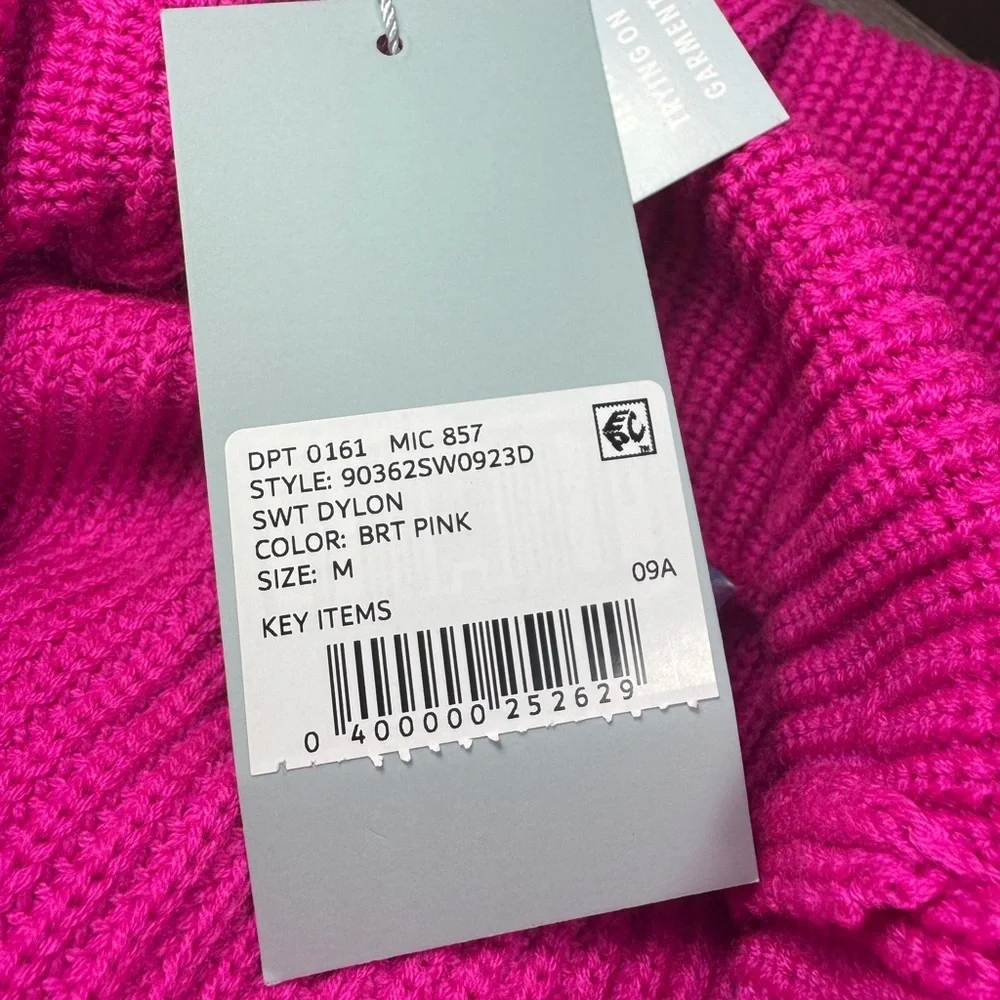 NWT Antonio Melani Dylon Sleeveless Bright Pink Turtleneck Sweater size Medium